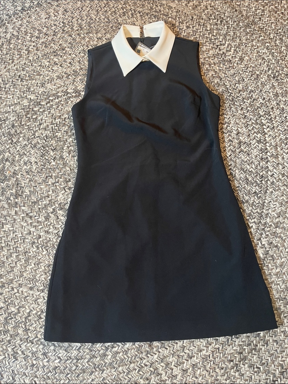 French Connection Black Mini Dress with White Collar
